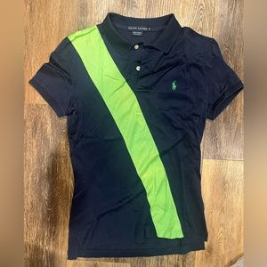 Vintage Ralph Lauren 2000s Navy with Green Collared Short Sleeve Polo